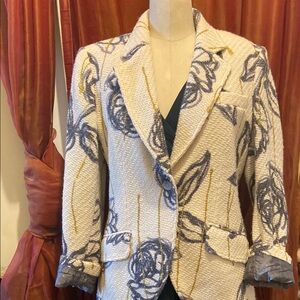 HARVE BENARD gold and grey Floral Patterned Blazer
